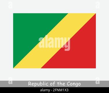 National Flag of the Republic of the Congo. Congo-Brazzaville Country Flag Detailed Banner. EPS Vector Illustration Cut File Stock Vector