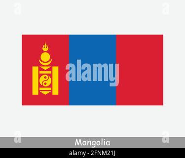 National Flag of Mongolia. Mongolian Country Flag. Mongol Detailed Banner. EPS Vector Illustration Cut File Stock Vector
