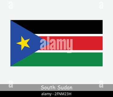 National Flag of South Sudan. South Sudanese Country Flag. Republic of South Sudan Detailed Banner. EPS Vector Illustration Cut File Stock Vector