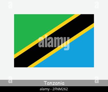 National Flag of Tanzania. Tanzanian Country Flag. United Republic of Tanzania Detailed Banner. EPS Vector Illustration Cut File Stock Vector