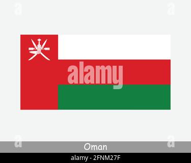 National Flag of Oman. Omani Country Flag. Sultanate of Oman Detailed Banner. EPS Vector Illustration Cut File Stock Vector