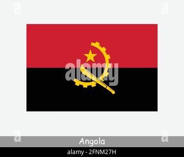 National Flag of Angola. Angolan Country Flag. Republic of Angola Detailed Banner. EPS Vector Illustration Cut File Stock Vector