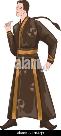 Chinese man wearing traditional clothes vector Stock Vector