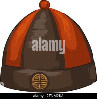 Traditional Chinese hat for men, Asian clothes Stock Vector