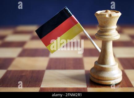 white chess queen with german flag Stock Photo