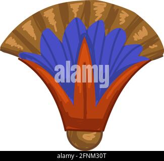 Ancient lotus, fan made of feathers, Egypt style Stock Vector