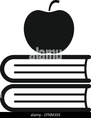 Syllabus books with apple icon, simple style Stock Vector