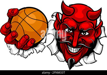 Devil Satan Basketball Sports Mascot Cartoon Stock Vector