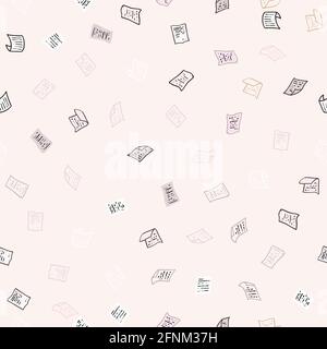 Seamless vector background with flying, falling, scattered office paper sheets, documents. Background with flight paper, illustration of clear chaotic Stock Vector