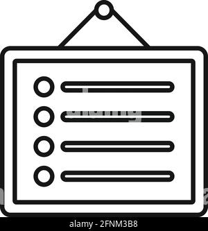 Syllabus wall board icon, outline style Stock Vector