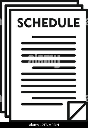 Syllabus paper schedule icon, outline style Stock Vector