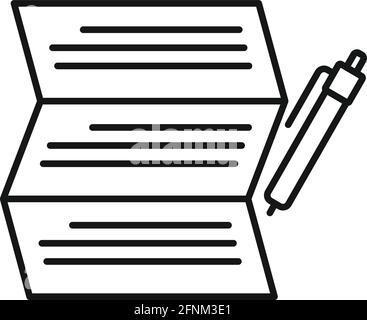 Syllabus write paper icon, outline style Stock Vector