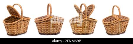 Picnic basket collection isolated on white background Stock Photo