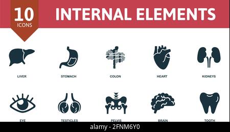 Inner Organs icon set. Contains editable icons internal organs theme ...