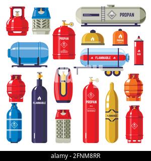 Gas cylinder and containers with petroleum vector Stock Vector