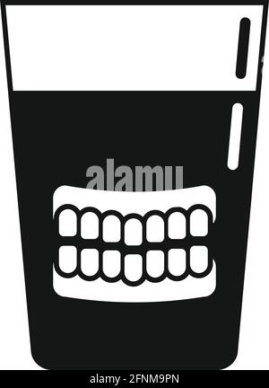 Set of false teeth icon, simple style Stock Vector