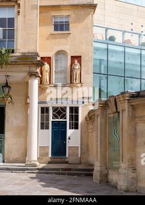 Architectural details outside Thermae Bath Spa building, Bath, Somerset, England, UK Stock Photo