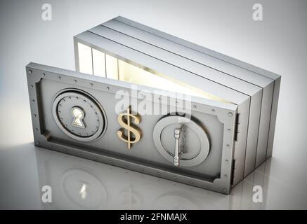 Dollar bill shaped money safe isolated on white background. 3D illustration. Stock Photo