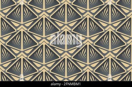 Triangle gold balck luxury seamless pattern. Abstract Moths on dark background vector illustration. Stock Vector
