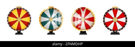 Wheel of Fortune, Lucky Icon Template isolated on white collection set. Vector Illustration Stock Vector