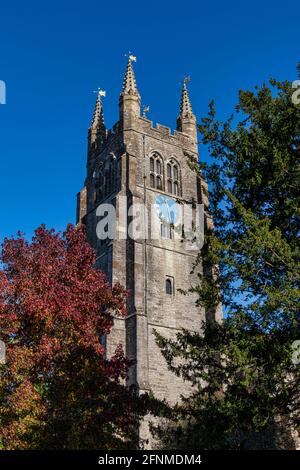 St Mildred's Church with it's imposing 130 ft tower in Tenterden, Kent, England Stock Photo