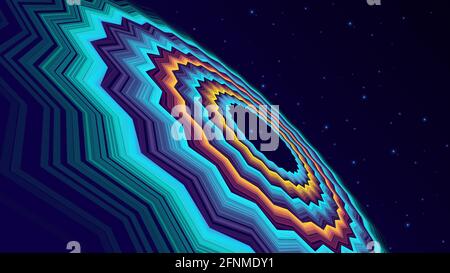 Dark background with many illuminated circles forming a hemisphere vector illustration. Stock Vector