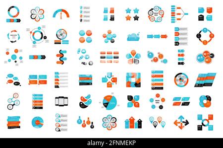 Big Collection of Infographic Elements Templates for Business Vector Illustration Stock Vector