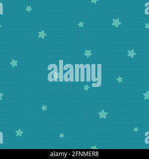 Seamless pattern with stars and waves on blue background. fantasy. Summer sea wallpaper. Magic vector ornament. Stock Vector