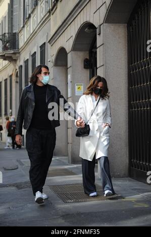 Milan Roberta Armani at lunch with friends and boyfriend Giuseppe