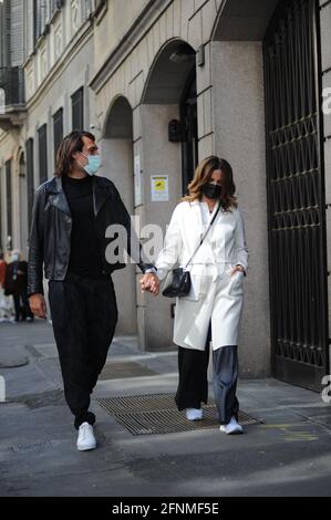 Milan Roberta Armani at lunch with friends and boyfriend Giuseppe