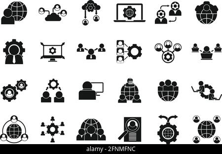 Outsource icons set, simple style Stock Vector