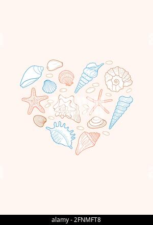 Hand-drawn engraved line design template for invitations, greeting card, poster, banner, flyer, package and more. Vector colorful illustration Stock Vector
