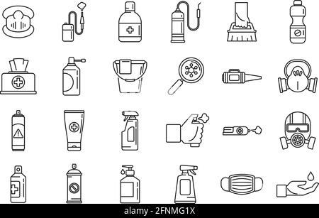 Home disinfection icons set, outline style Stock Vector