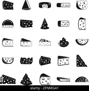 Cheese food icons set, simple style Stock Vector