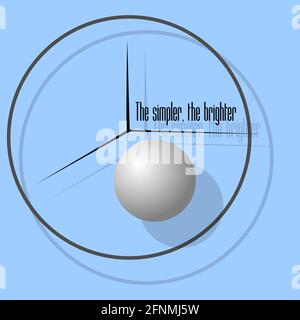 minimal abstract logo clock and ball with shadow 1 Stock Vector