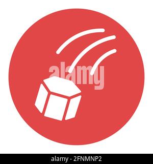 Thrown stone or paving stones or paving slabs vector white glyph icon. Demonstration, protest, strike, revolution. Graph symbol for web site design, l Stock Vector