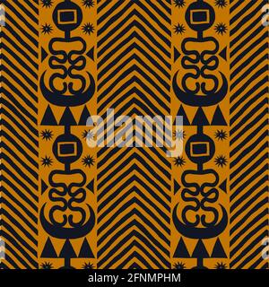 African tribal mystical symbolic hand made cloth hand drawn seamless vector pattern Stock Vector
