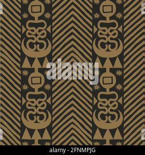 Magic african pattern with moon, stars and geometric shapes - seamless pattern Stock Vector