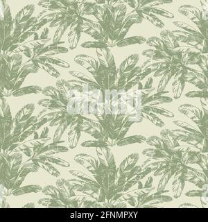 Tropical palm-trees mint green vector seamless pattern Stock Vector