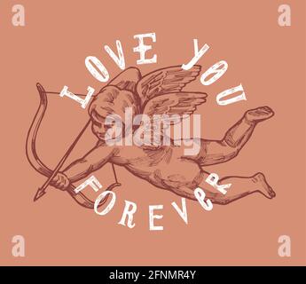 valentines day cupid drawing card. Stock Vector