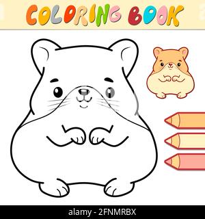 Coloring book or page for kids. hamster black and white  illustration Stock Photo