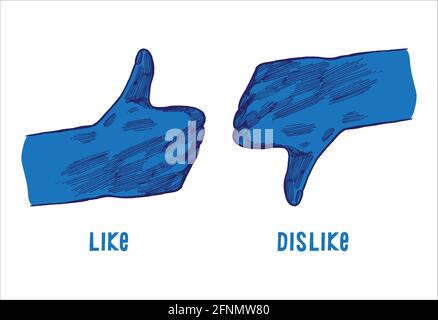 Thumb up and thumb down realistic vintage hand gesture isolated vector illustration. Stock Vector