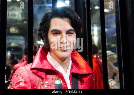 Paris, France. 18th May 2021. Singer Elvis Presley new wax sculpture at the Grevin wax museum on May 18, 2021 in Paris, France. Photo by Nasser Berzane/ABACAPRESS.COM Credit: Abaca Press/Alamy Live News Stock Photo