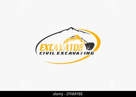 Excavator logo template vector. Heavy equipment logo vector for construction company. Creative excavator illustration for logo. Stock Vector