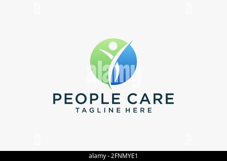 Social Humanity People Logo. Flat Vector Logo Design Template. Stock Vector