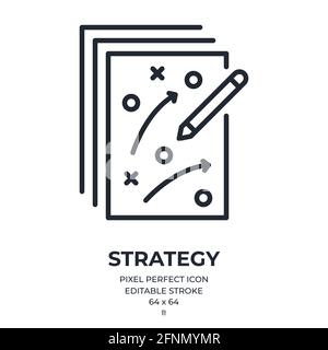 Strategy editable stroke outline icon isolated on white background flat vector illustration. Pixel perfect. 64 x 64. Stock Vector