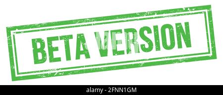 BETA VERSION text on green grungy vintage rectangle stamp. Stock Photo