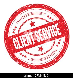 CLIENT SERVICE text on red round grungy texture stamp. Stock Photo