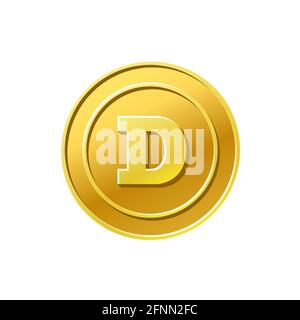 Dogecoin crypto currency Golden Dogecoin coin icon Stock Vector