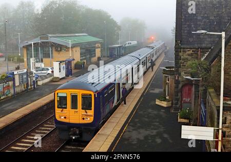 Northern’s “new” flexi unit trains entered revenue earning service on 17th May 2021, this being the first service stopping at Burscough Bridge Stock Photo